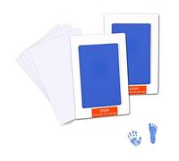 Almohadilla de Tinta para Bebé No Tóxica Kit de Huella Infantil con 4 Tarjetas de Impresión Extra Ideal para el Regalo y Registro de la Fiesta de Recién Nacidos de la Familia (Azul claro)