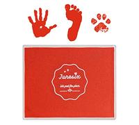 Almohadilla de tinta para huellas de bebé, 12,7 x 10,1 cm, lavable, no tóxica, color rojo
