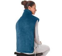 Almohadilla eléctrica de calor MX kingdom para hombros cervicales y espalda, 2 temperaturas, 4 vibraciones de masaje, color azul