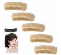 Almohadilla invisible para el cabello para volumen - Núcleo antideslizante, 5 segundos (cola de caballo/updo/boda), transpirable y reutilizable (5 piezas rubias, medianas)