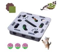 Almohadilla laberíntica de Fieltro Gato Caja Rompecabezas con 3 Bolas Campana Juguete enriquecimiento Mental para Gatos Interiores Deja rascar los Muebles y promueve el Juego Square B