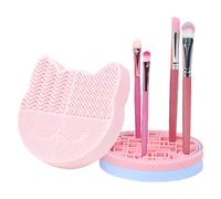 Almohadilla Limpiadora para Brochas de Maquillaje, 2 en 1 con Soporte Secador, Estropajo para Brochas de Maquillar, para Esponjas y Diario Viaje Hogar Salon Mujeres