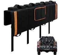Almohadilla para bicicletas de portón trasero, almohadilla de protección contra la puerta trasera del camión de tela oxford negro cubierta de protección anti-scratch que sostiene 4 bicicletas con cor