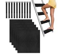Almohadilla para escalera de litera - EVA 25 x 25 x 1,5 cm | 5 unidades de almohadillas antideslizantes para peldaños para literas con 10 correas ajustables para neumáticos | Almohadillas para