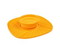 Almohadilla para lamer mascotas, cuenco plegable de silicona para comida para perros con diseño integrado, para alimentador lento, antiasfixia, viajes, camping, naranja