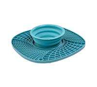 Almohadilla para lamer mascotas, cuenco plegable de silicona para comida para perros con diseño integrado, para alimentador lento, antiasfixia, viajes, camping, color verde oscuro