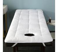 Almohadilla Para Mesa De Masaje De Spa Con Orificio Para La Cara Adorno Acolchado Para Mesa SPA Masaje De Belleza Funda De Cama Para Pestañas Con Banda Elástica Lavable,White(r),190 * 60cm