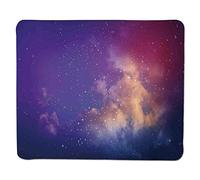 Almohadilla para ratón Decoraciones espaciales, Estrellas y Nubes en el Cielo Nocturno Zona Celestial de la Galaxia como el Estampado Cosmos de Mily Way, Borde Cosido en Color púrpura.