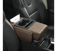 Almohadilla para reposabrazos de consola central automotriz con portavasos integrado y espuma viscoelástica para un apoyo ergonómico del codo y mayor comodidad de conducción (marrón)