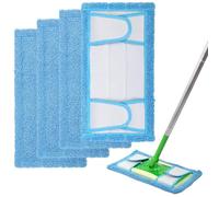 Almohadilla reutilizable para fregona Swiffer, repuesto de microfibra de 12.5 pulgadas, lavable para limpieza de zócalos de suelos duros, almohadilla de limpieza húmeda/seca, paquete de 4