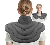 Almohadilla térmica de microondas para cuello y hombros, adicional grande con peso añadido calentado para microondas, calentador de cuello, congelador o microondas para aliviar el dolor