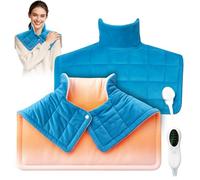 Almohadilla térmica de peso completo para cuello y hombro (azul)