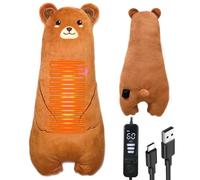 Almohadilla térmica eléctrica para calambres menstruales, alivio del dolor, adorable animal de peluche menstrual alimentado por USB, portátil, lindo, suave, de 16.5 pulgadas, cuello de oso, hombro,