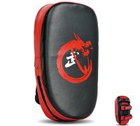 Almohadillas curvadas de boxeo para niños adultos, almohadillas de muay thai, almohadillas de taekwondo, piel sintética, artes marciales, kickboxing, saco de boxeo, entrenamiento, 1 unidad, rojo