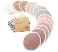 Almohadillas de lactancia de bambú orgánico - 14 almohadillas lavables + bolsa de lavado - Almohadilla de lactancia para la maternidad - Cubrepezones reutilizables para lactancia (Lovelle, L 12cm)