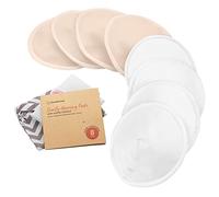 Almohadillas de lactancia de bambú orgánico - 8 almohadillas lavables + bolsa de lavado - Almohadilla de lactancia para la maternidad - Cubrepezones reutilizables para lactancia (Bare Beige, M 10 cm)