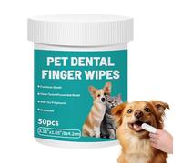 Almohadillas De Limpieza De Dientes Naturales Para Perros - 50 Piezas Toallitas Dentales Para Perross Y Gatos - Perro Reduce Placa Y Mal Aliento , Toallitas De Higiene Para Perros Dientes Para Pe