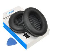 Almohadillas de Piel de Cordero de Repuesto para Auriculares Bose QuietComfort QC 35 II QC35ii QC35 de Piel de Oveja Suave Color Negro y Plateado (Negro)
