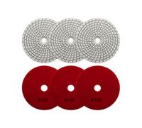 Almohadillas de pulido 6 unids/set discos de lijado 5 pulgadas for pulido azulejos piedra mármol granito diámetro 125mm almohadillas enlace blanco húmedo(6pcs Grit100)