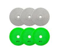 Almohadillas de pulido 6 unids/set discos de lijado 5 pulgadas for pulido azulejos piedra mármol granito diámetro 125mm almohadillas enlace blanco húmedo(6pcs Grit50)
