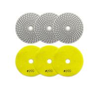 Almohadillas de pulido 6 unids/set discos de lijado 5 pulgadas for pulido azulejos piedra mármol granito diámetro 125mm almohadillas enlace blanco húmedo(6pcs Grit200)