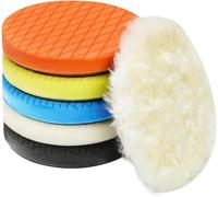 Almohadillas de pulido de 6 pulgadas, 6 piezas 165 mm cara para placa de respaldo de 6 pulgadas esponja de pulido compuesto almohadillas de lana kit de almohadilla para pulido de coche y encerado