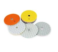 Almohadillas de pulido de piedra húmeda y seca de 100 mm con esmeril de 4 mm de grosor para una molienda eficiente de granito, mármol, hormigón, piedra caliza, azul con superficies curvas rectas (paso