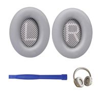 Almohadillas de Repuesto Compatible con Bose QuietComfort 35 II y Compatible QuietComfort 35, Almohadillas de Espuma Suave y Cuero para Auriculares Compatibles con Bose QC35, QC25, QC15, AE2 (Gris)