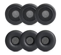 Almohadillas de repuesto compatibles con auriculares Jabra, Plantronics, Sennheiser, cuero negro, 3 pares