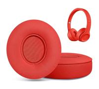 Almohadillas de repuesto para auriculares inalámbricos Beats Solo 2 y Solo 3, almohadillas para los oídos, almohadillas para auriculares, cubierta con piel de proteína suave, color rojo