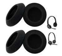 Almohadillas de repuesto para auriculares Logitech - Almohadillas de espuma transpirables para aislamiento acústico eficaz (2 pares, negro, 6 cm, para Logitech H600 H390 H760 H609)