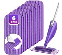 Almohadillas de repuesto para mopa flash Powermop, 6 almohadillas de microfibra lavables para mopa doméstica húmeda y seca, cabezal de fregona reutilizable para limpieza de suelos laminados de madera