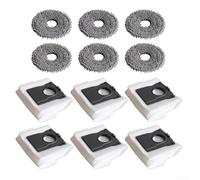 Almohadillas de repuesto para mopa y bolsas de polvo para X50s Pro Master y Matrix10 Ultra, paquete de 6 paños lavables con 6 bolsas desechables para aspirador robot accesorios