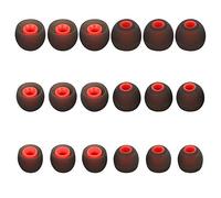 Almohadillas de silicona de repuesto para auriculares de 3,8 mm a 5,1 mm, 9 pares S/M/L, negro-rojo