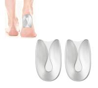 Almohadillas de Talón en Gel de Silicona en Forma de U, Alivio del Dolor para Fascitis Plantar y Espolón Calcáneo, Talla S para Calzado EU 36-40 (Plateado)