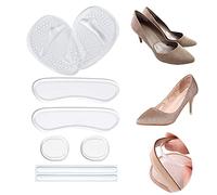 Almohadillas de talón para zapatos sueltos, almohadillas de talón y almohadillas metatarsianas para zapatos demasiado grandes, mujeres y hombres, evitan ampollas del dolor de talón (transparente