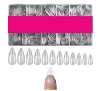 Almohadillas De Uñas Semi Esmeriladas Sin Grabado De 600 Piezas, Almohadillas De Uñas Transparentes En Forma De Gota, Adecuadas Para Entrenamiento En Salón Y Peinado Diy.