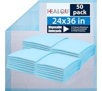 Almohadillas Desechables Healqu - Pack de 50 (60x90 cm) - Protección de Cama para Incontinencia en Adultos, Niños, Ancianos y Mascotas - Almohadillas Súper Absorbentes Grandes, Gruesas y mullidas