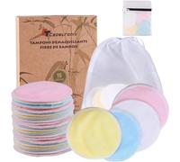 Almohadillas desmaquillantes de fibra de bambú】Discos de algodón desmaquillante lavable】 16 unidades + 2 bolsas de lavado】Material de fibra de bambú suave 丨Lavable y