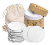 Almohadillas Desmaquillantes Reutilizables de Algodón de bambú, Limpieza Profunda, Lavables, Redondas para Ojos, Cara y Labios con Bolsa de Almacenamiento para la Colada (A)