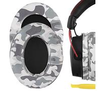 Almohadillas extragruesas Geekria para HyperX Cloud III, II, Alpha y Flight | Cuero de proteína de camuflaje, espuma viscoelástica, instalación sin herramientas, se adapta a Cloud Stinger, CloudX