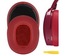 Almohadillas Geekria QuickFit para Skullcandy Hesh 3, Crusher ANC | También se adapta a Crusher Wireless, Evo, ANC | Proteína cuero, espuma viscoelástica, rojo, guía de vídeo