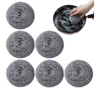 Almohadillas metálicas - 6 piezas estropajos para parrillas BBQ | Resistentes calor, sin rayar, cómodas, duraderas 8x3,5cm para camping, estufas, baños, mantenimiento del hogar
