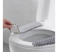 Almohadillas para asiento de inodoro con calentador de baño, gruesas y cálidas, autoadhesivas, para el invierno, fundas de tapa de cojín, lavables y reutilizables, 1 par de color gris