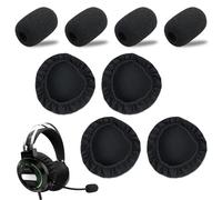 Almohadillas para Auriculares 8 Piezas, Almohadillas Lavables y Elásticas, Funda de Tela Flexible, Antitranspirante, Ideal para Gimnasio y Juegos, Color Negro