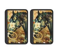 Almohadillas para cinturón de seguridad con estampado de caballos vintage y flores para adultos - Funda transpirable y ajustable, ajuste universal para automóviles, SUV y accesorios de viaje.