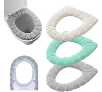 Almohadillas para el asiento del inodoro en toalla lavable y elástica, 3 unidades (azul, rosa, marrón).
