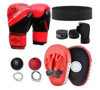 Almohadillas para Entrenamiento y 6 oz Guantes Boxeo Niño Set, Juego de Entrenamiento de Boxeo para con Pelotas de Boxeo Reflex Ball, niños de Boxeo Protector de la Mano para MMA Muay Thai Karate