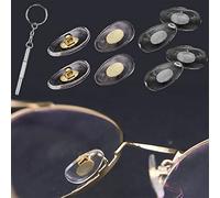 Almohadillas para la nariz para anteojos de cobre mejoradas, 4 pares de almohadillas transparentes de silicona suave atornilladas y 1 destornillador micro para gafas y gafas de sol de repuesto