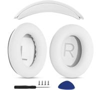 Almohadillas para los oídos + diadema de repuesto compatibles con auriculares Bose QuietComfort 45 QC45 35 QC35, QC35 ii, fácil instalación de bricolaje, piezas de cuero proteico (kit blanco)